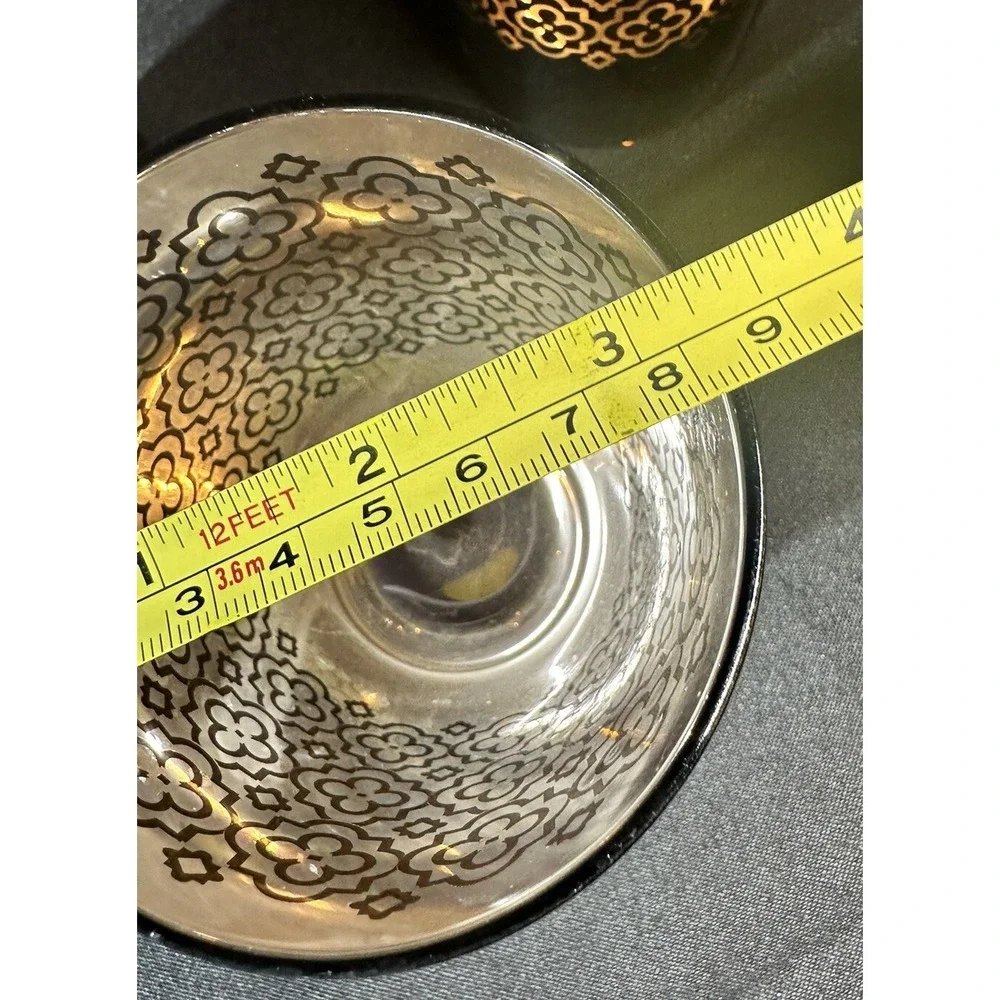 Copper Colored Design Mercury Glass Silver Inside Votive Candle Holders Set/4